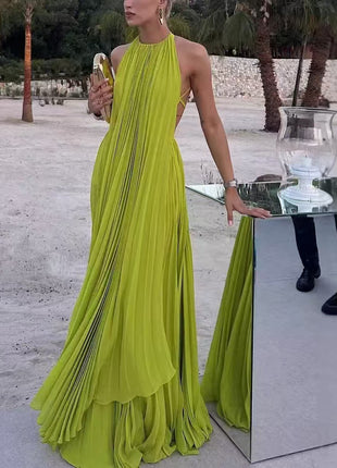 Round Neck Sleeveless Backless Dress