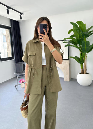 Casual Drawstring Top Trousers and Pants Two-piece Suit