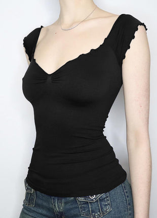 Lace Chest-shaped Waist-tight Exposed Back Short-sleeved Slimming Top