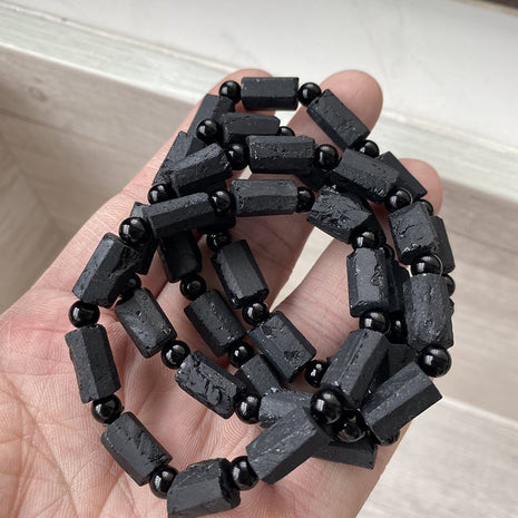 Natural Raw Gemstone Black Tourmaline Bracelet