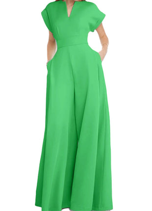 Elegant V-neck Sleeveless Wide-leg Jumpsuit