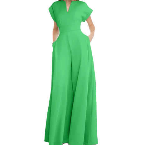 Elegant V-neck Sleeveless Wide-leg Jumpsuit