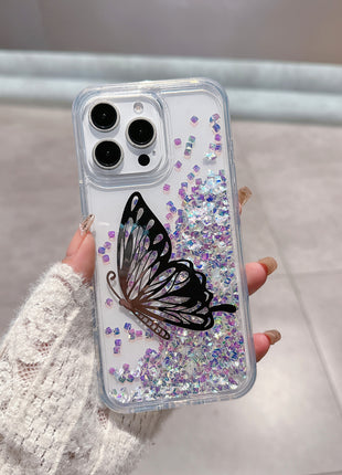 iPhone 13/14/15/16 Quicksand Butterfly Case