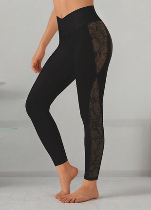 Slim Lace Stitching High Top Leggings
