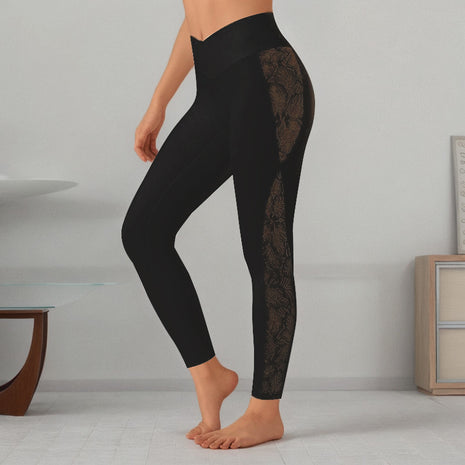 Slim Lace Stitching High Top Leggings