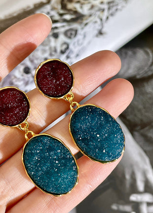 Darks Red Blue Crystal Earrings