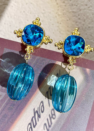 Light & Dark Blue Crystal Earrings