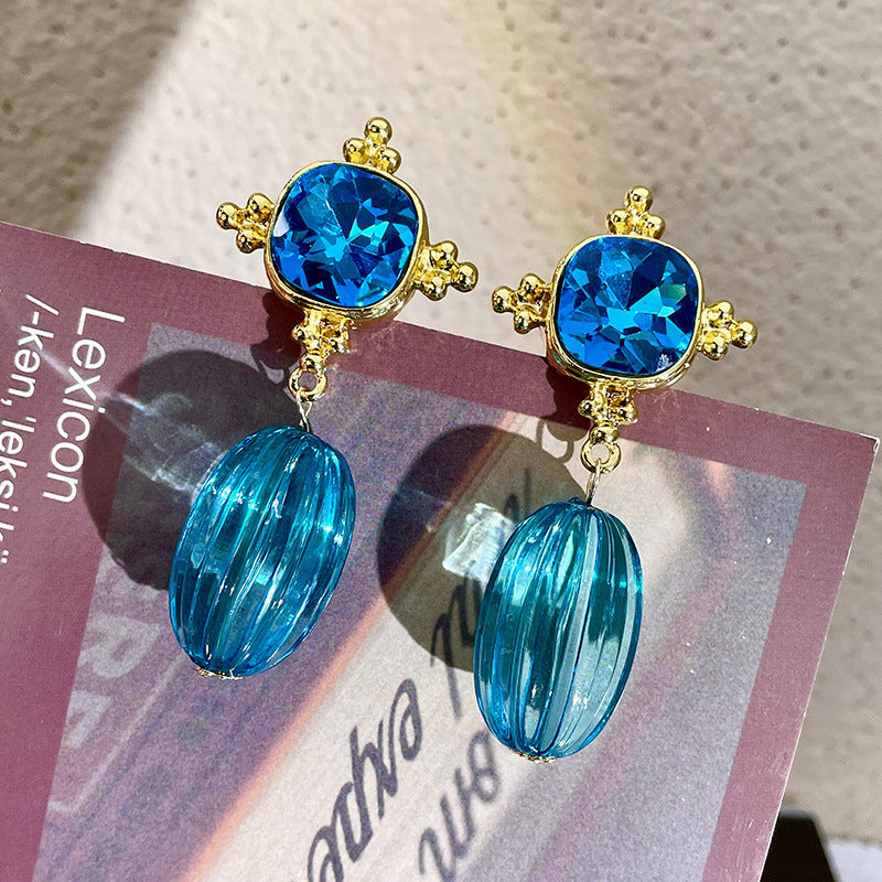 Light & Dark Blue Crystal Earrings