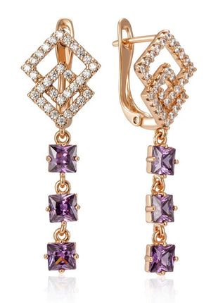 Double Row Purple & White Zircon Earrings