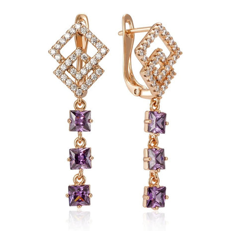 Double Row Purple & White Zircon Earrings