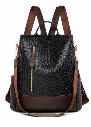 Soft Leather Woven Backpack