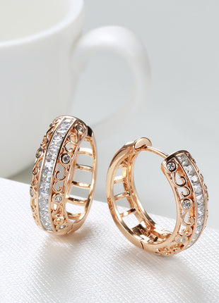 Natural Zircon Rose Gold Micro Rhinestone Earrings