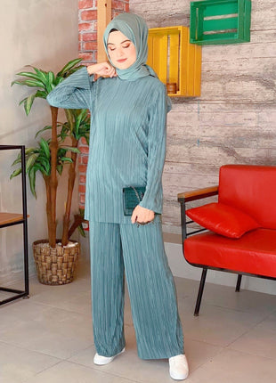 Ethnic Style Loose Casual Pleated Suit Set