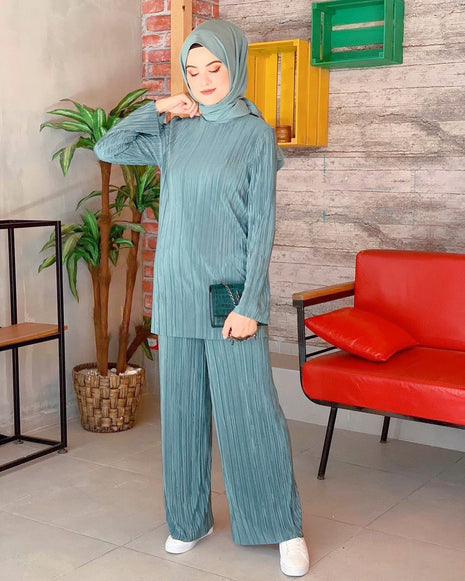 Ethnic Style Loose Casual Pleated Suit Set