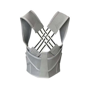 Gray back brace on a white background