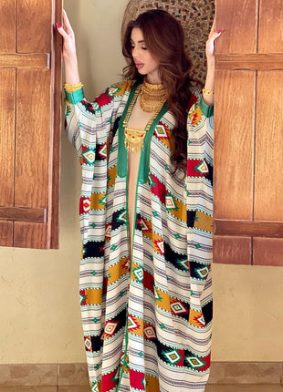 Striped Batwing Sleeve Two-piece Set Dress