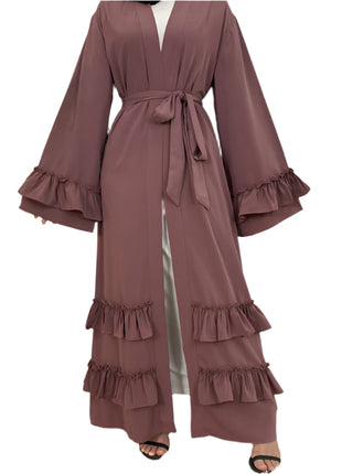 Ruffled Sleeves Lace Up Abaya
