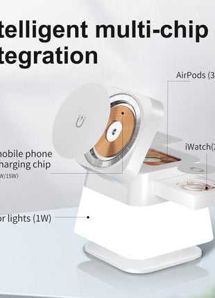 4 In 1 Rotatable Lighting Wireless Fast Charger Stand Station