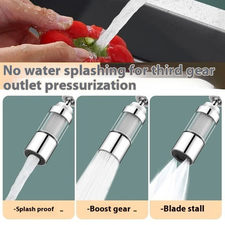 360° Rotating Faucet Splash-Proof Head – Double Filter Stainless Steel Nozzle