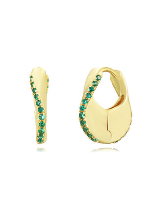 Sterling Silver Needle Street Fashion Geometry Pattern Round Rhinestone Earrings