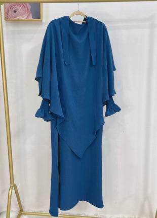 Monochrome Lantern Abaya With Headscarf