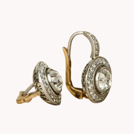 Vintage Style Rhinestone Surround Round Crystal Earrings