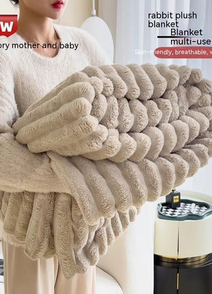 Soft Wind Bubble Blanket Rabbit Fur Double-sided Thickening Cover
