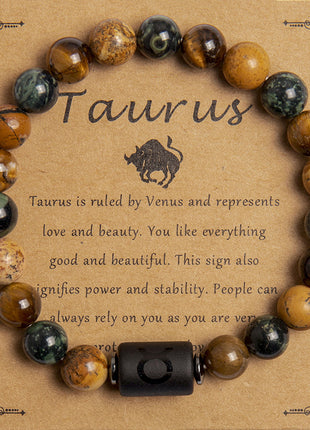 Natural Tiger Eye Zodiac Beaded Bracelet
