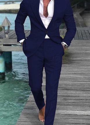 Men's Solid Color Casual Fashion Suit Pants Suit