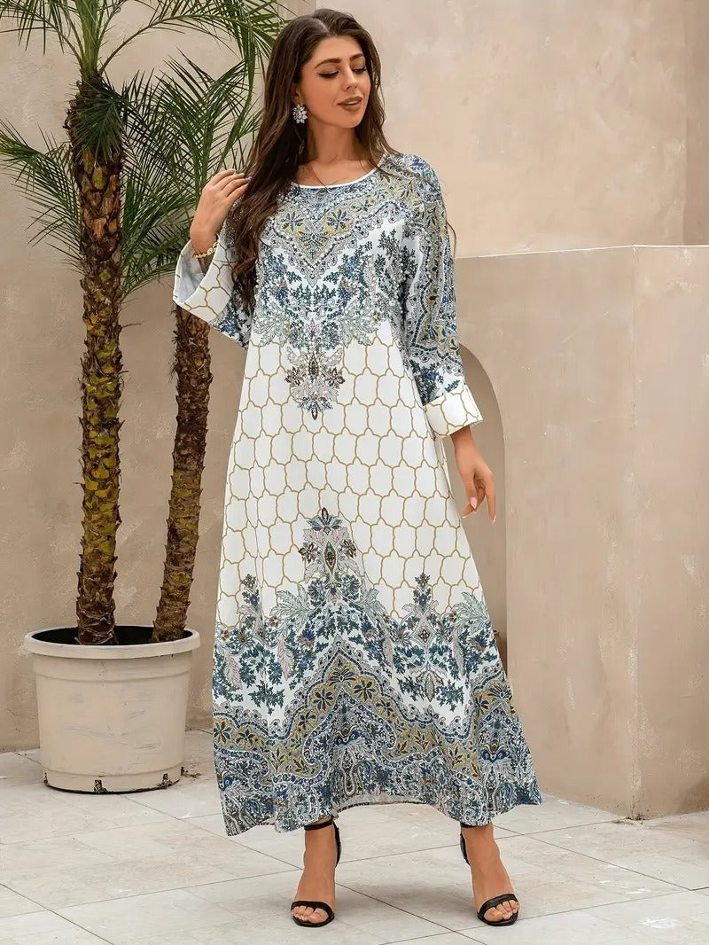 Yahua Floral Print Women's Long Sleeved Stylish Dress
