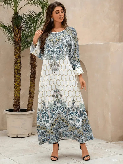 Yahua Floral Print Women's Long Sleeved Stylish Dress