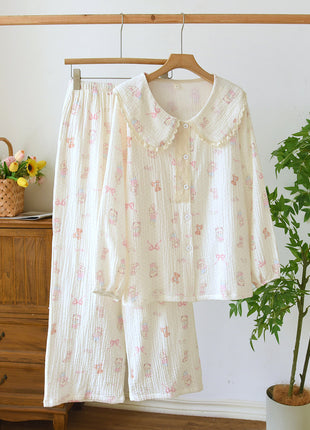 Casual Double-layer Cotton Yarn Pyjamas