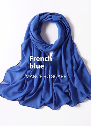 Pure Color Pearl Chiffon Scarf Headcloth Veil Chiffon Scarf