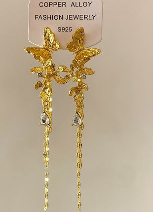 French Lux Long Tassel Butterfly Earrings