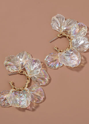 Ins Petal Flower Pearl Tassel Earrings