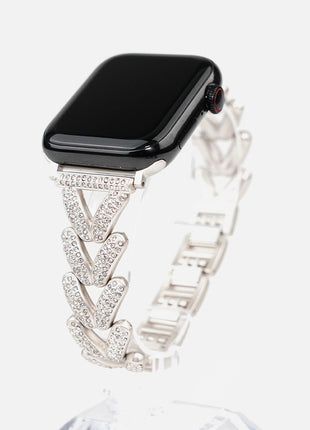Diamond-embedded Love V-shaped Smart Watch Strap Compatible with Apple