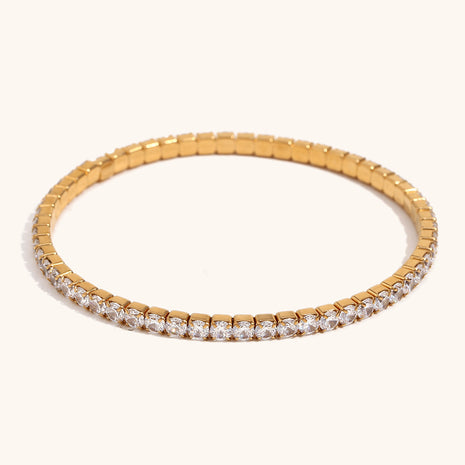 18K Gold-Plated Stainless-Steel Zircon Elastic Bracelet