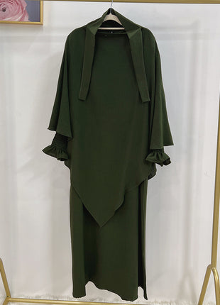 Monochrome Lantern Abaya With Headscarf