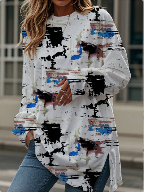 Korean casual Print Round Neck Top