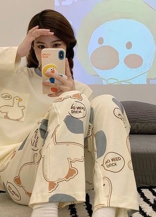 Cartoon Cute Long-sleeved Pyjamas Set