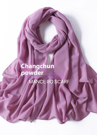 Pure Color Pearl Chiffon Scarf Headcloth Veil Chiffon Scarf