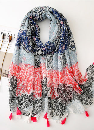 Japanese Style Artistic Cotton and Linen Scarf Bohemian Cashew