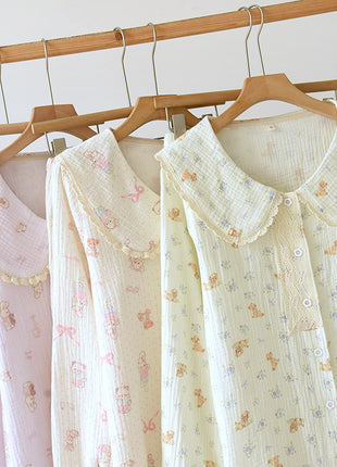 Casual Double-layer Cotton Yarn Pyjamas
