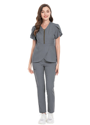 Slim Fit Nurses' Uniform Short Sleeve Pants Suit