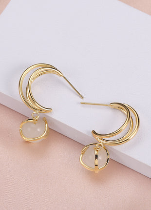 Opal crescent Stud Earrings