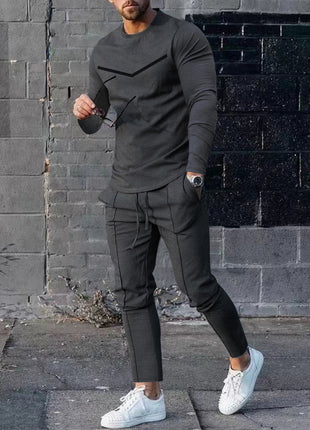 Round Neck Long Sleeve T-shirt Trousers Suit