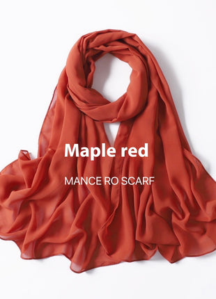 Pure Color Pearl Chiffon Scarf Headcloth Veil Chiffon Scarf