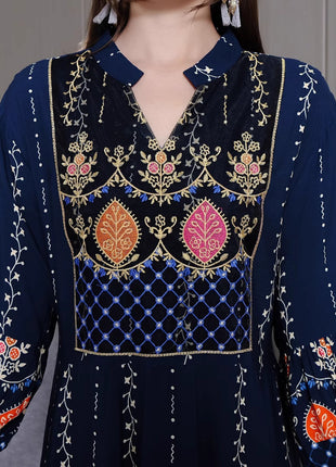 Bohemian Ethnic Style Embroidered Large Swing Dress