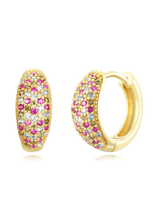 Sterling Silver Needle Street Fashion Geometry Pattern Round Rhinestone Earrings