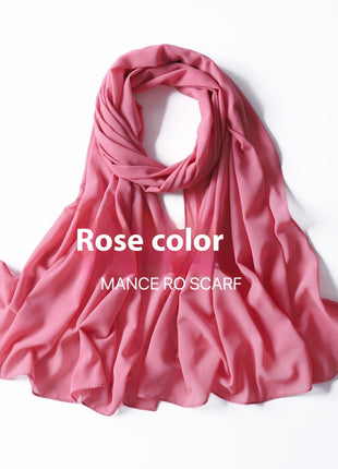 Pure Color Pearl Chiffon Scarf Headcloth Veil Chiffon Scarf